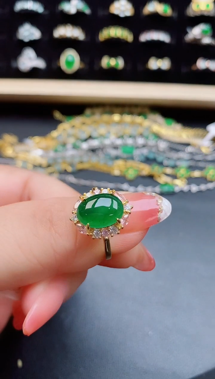 【闪购商品】翡翠戒指银S925镶嵌080550