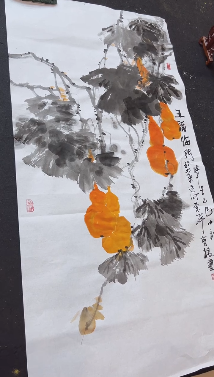 国画CGJ-国画作品-五福