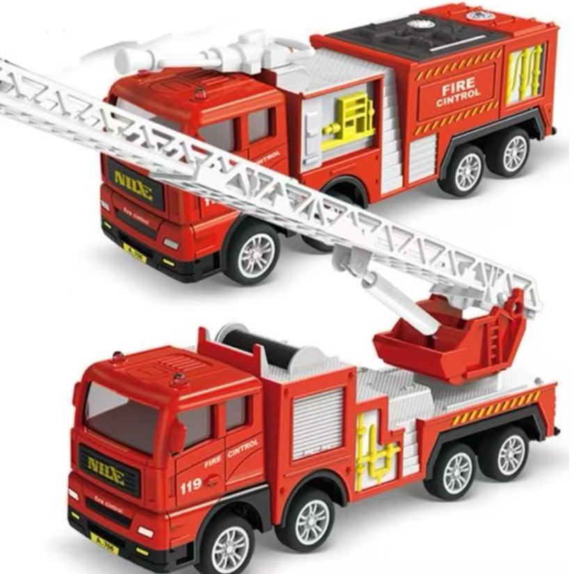 合金消防+云梯 2只装 16厘米 儿童惯性玩具模型 款式随机袋装发