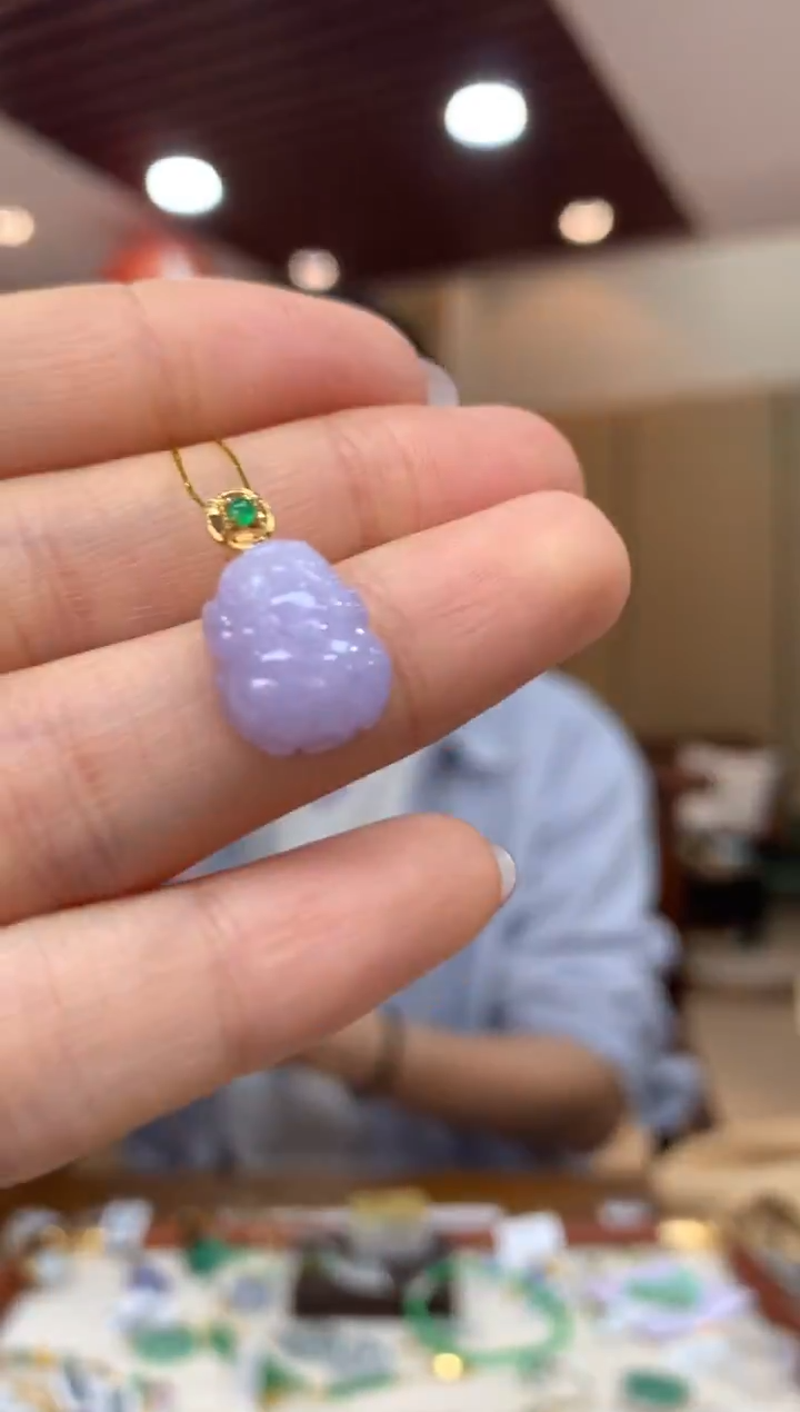 吊坠(不含链)18K金镶嵌翡翠貔貅