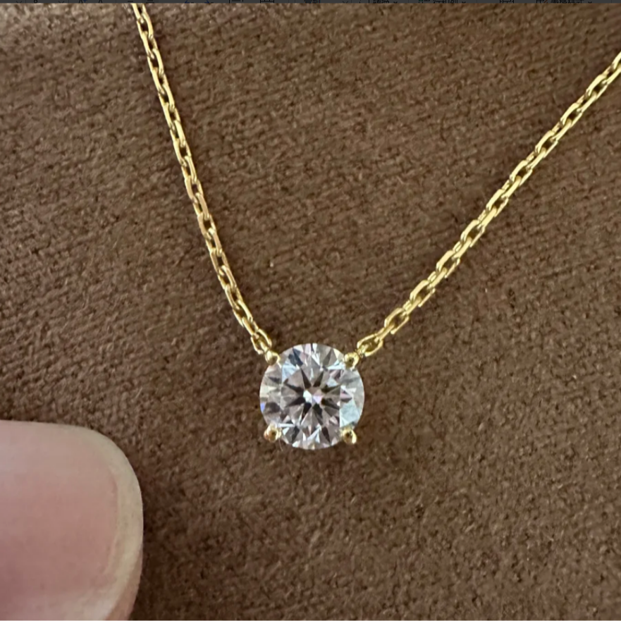 实验室培育钻石1克拉K黄吊坠【腾腾严选】18K金黄色四爪吊坠