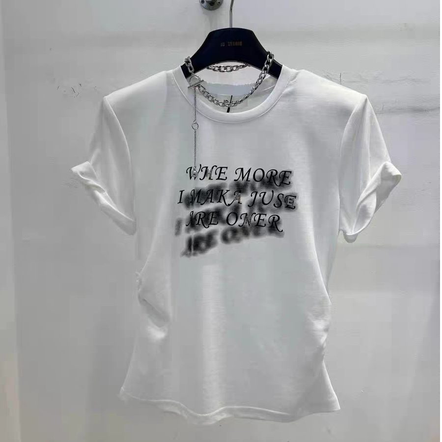 8138#韩系夏季新款设计感字母印花短袖正肩T恤上衣修身百搭时尚