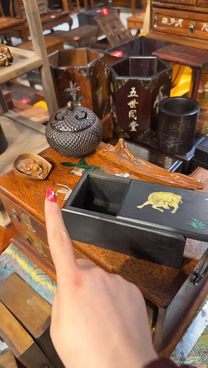 【闪购商品】木木艺紫檀1牛抽拉盒80.8888