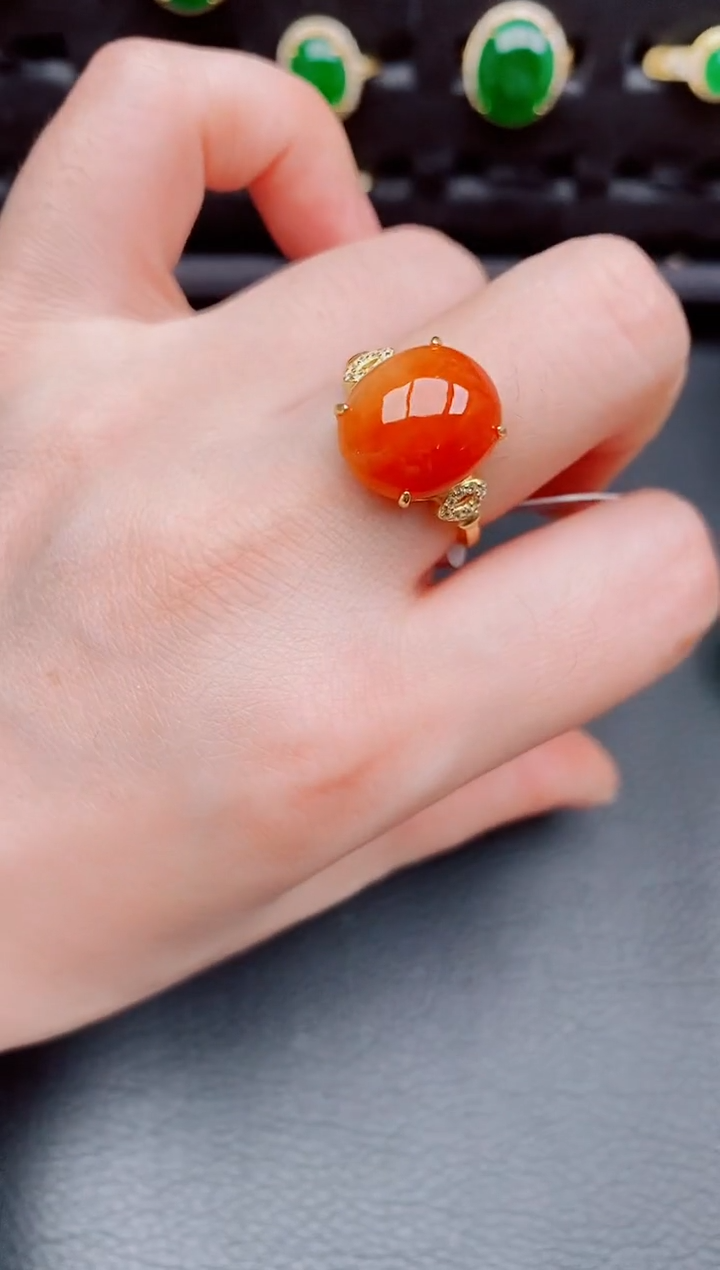 【闪购商品】翡翠戒指银S925镶嵌天然a货翡翠281