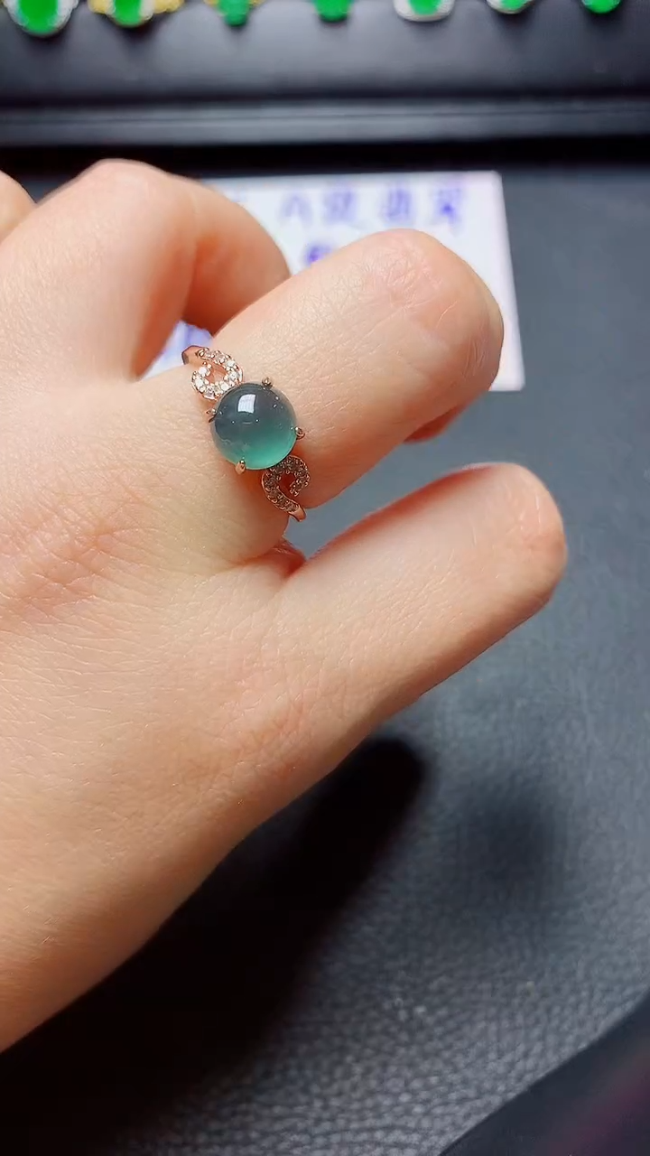 银S925镶嵌戒指翡翠天然翡翠A货s925银镶