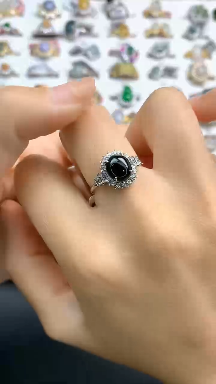 【闪购商品】翡翠颈饰银S925镶嵌翡翠 戒指 银S925镶嵌