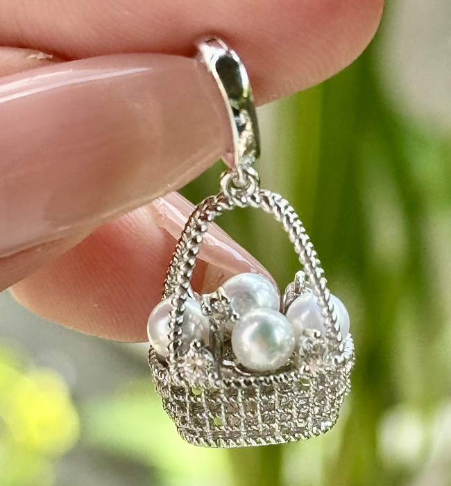 【晓艾珍珠】 【热气球】淡水珍珠吊坠 4-5mmS925银E164