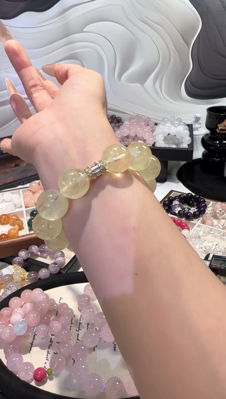 水晶手串未镶嵌柠檬黄