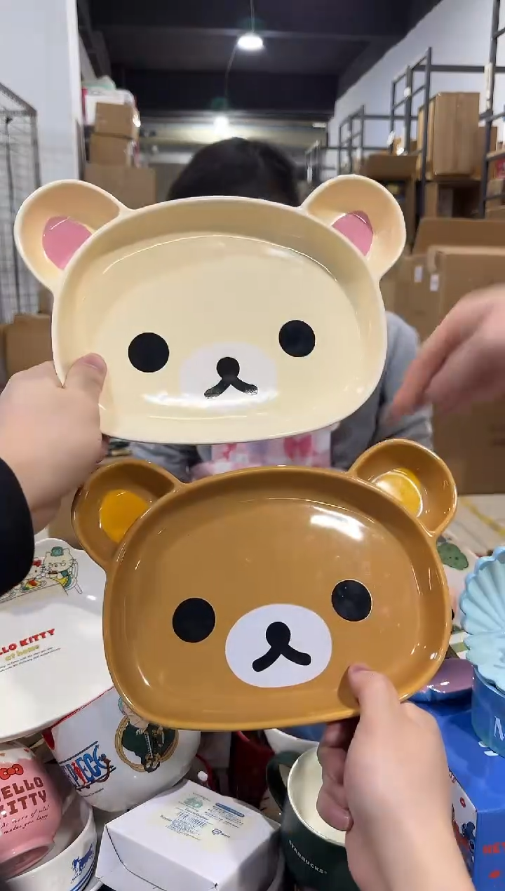 瓷片原盒轻松熊餐盘2件套