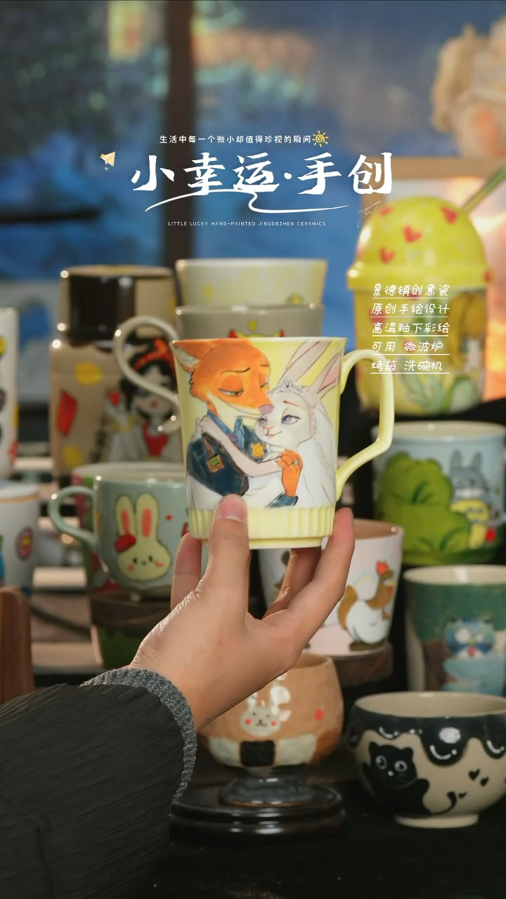 【闪购商品】小幸运纯手工手绘陶瓷