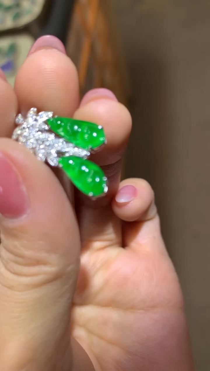 【闪购商品】翡翠耳饰18K金镶嵌|不退不换