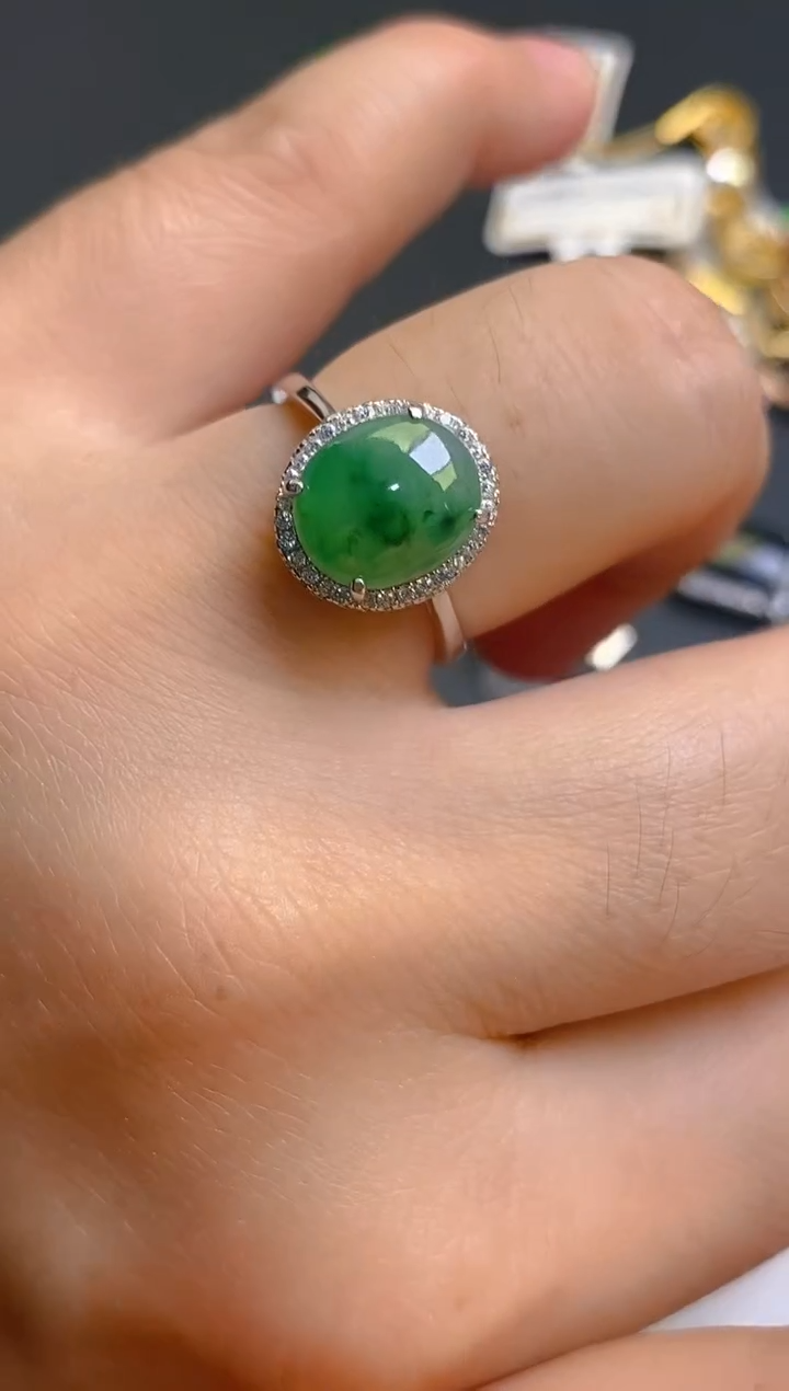 【闪购商品】翡翠耳饰银S925镶嵌天然A货翡翠1