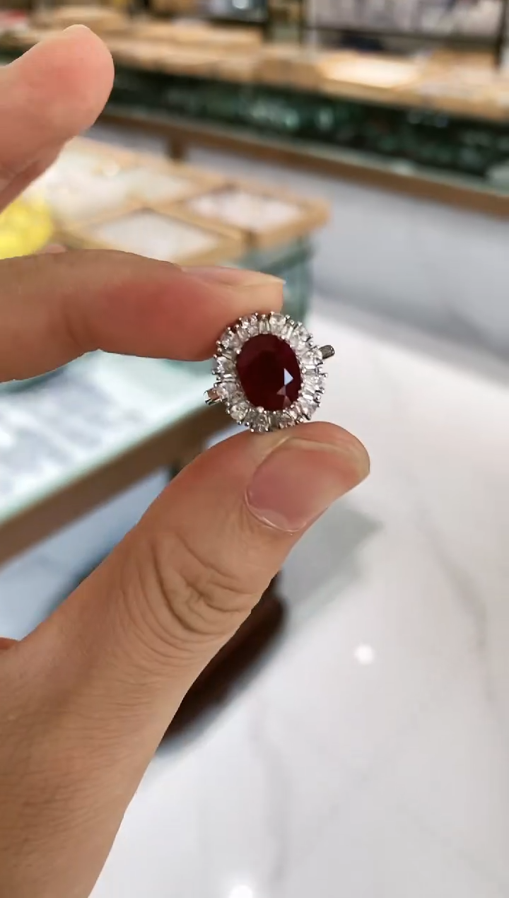 【闪购商品】红宝石戒指银S925镶嵌戒指