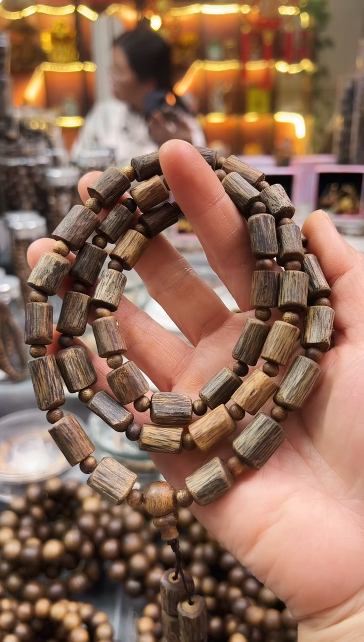 沉香手串棋楠糖结桶珠多圈