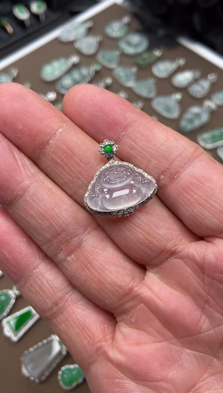 【闪购商品】翡翠吊坠(不含链)18K金镶嵌佛公