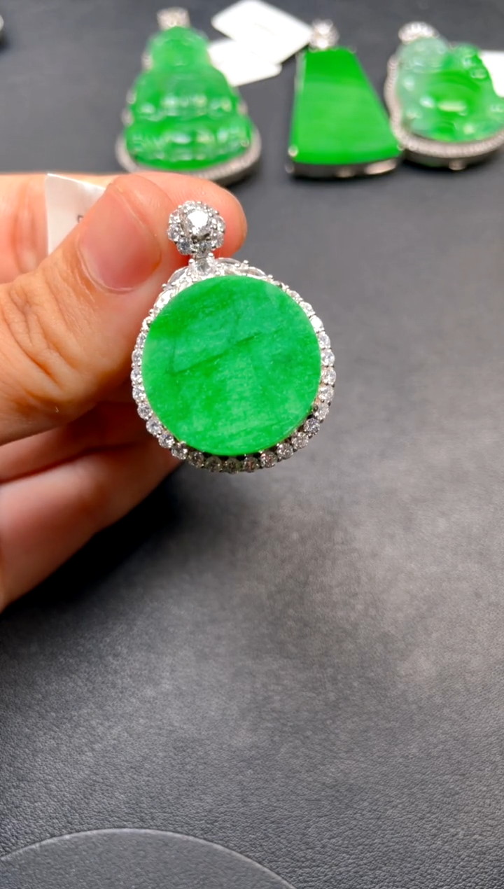 吊坠(不含链)银S925镶嵌翡翠dz1