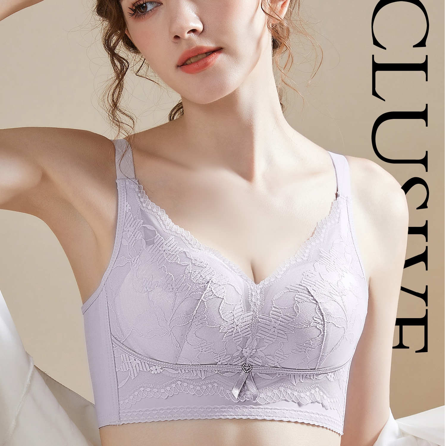 【罗澜】无磁无钢圈AB杯中厚1.5小胸聚拢内衣承上托防下垂透气文胸