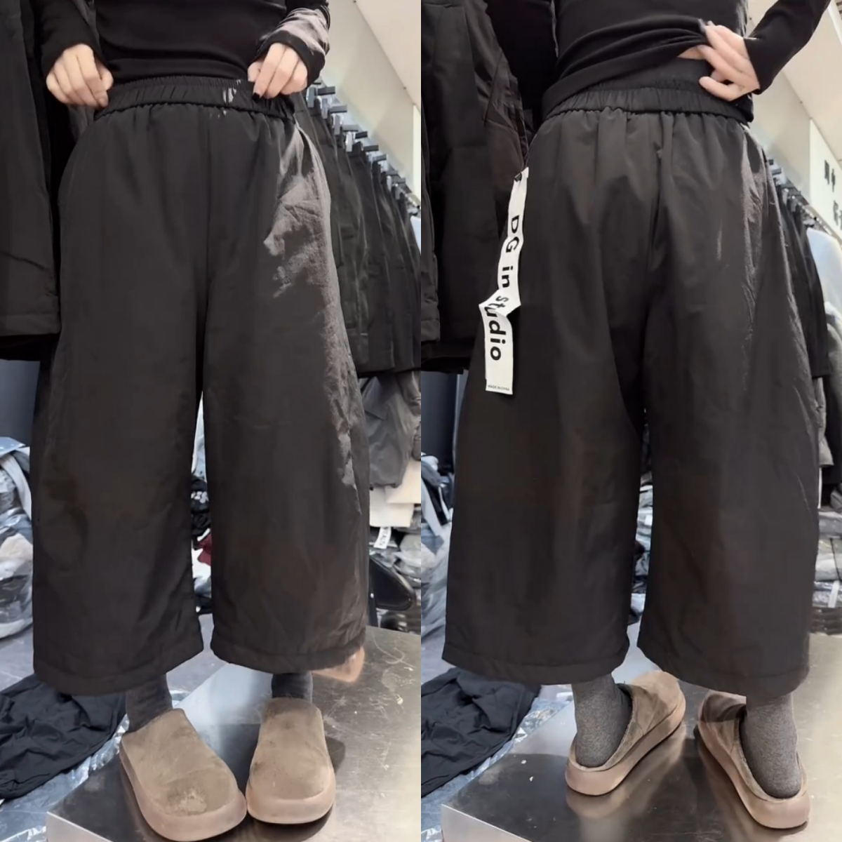 今年流行洋气夹棉休闲裤2025年冬季新款高腰显瘦九分阔腿裤