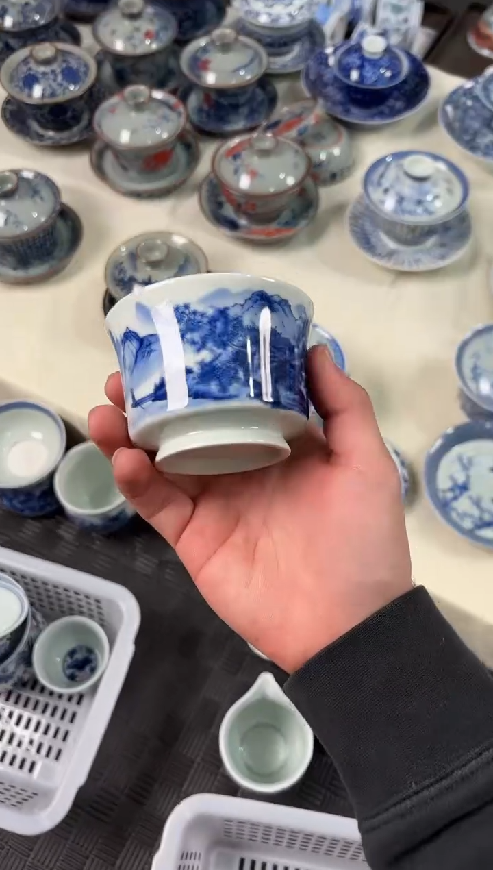 盖碗陶瓷景德镇陶瓷茶具新山水主人杯