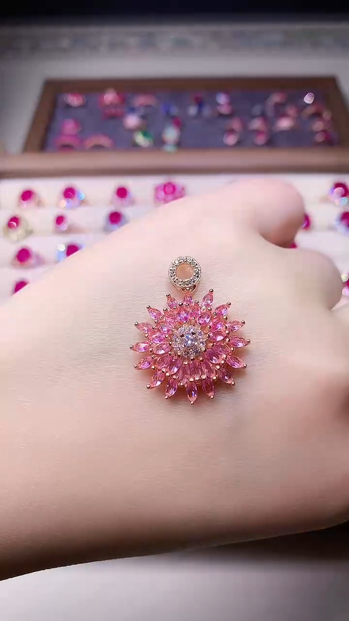 【闪购商品】彩色蓝宝石吊坠(不含链)银S925镶嵌000