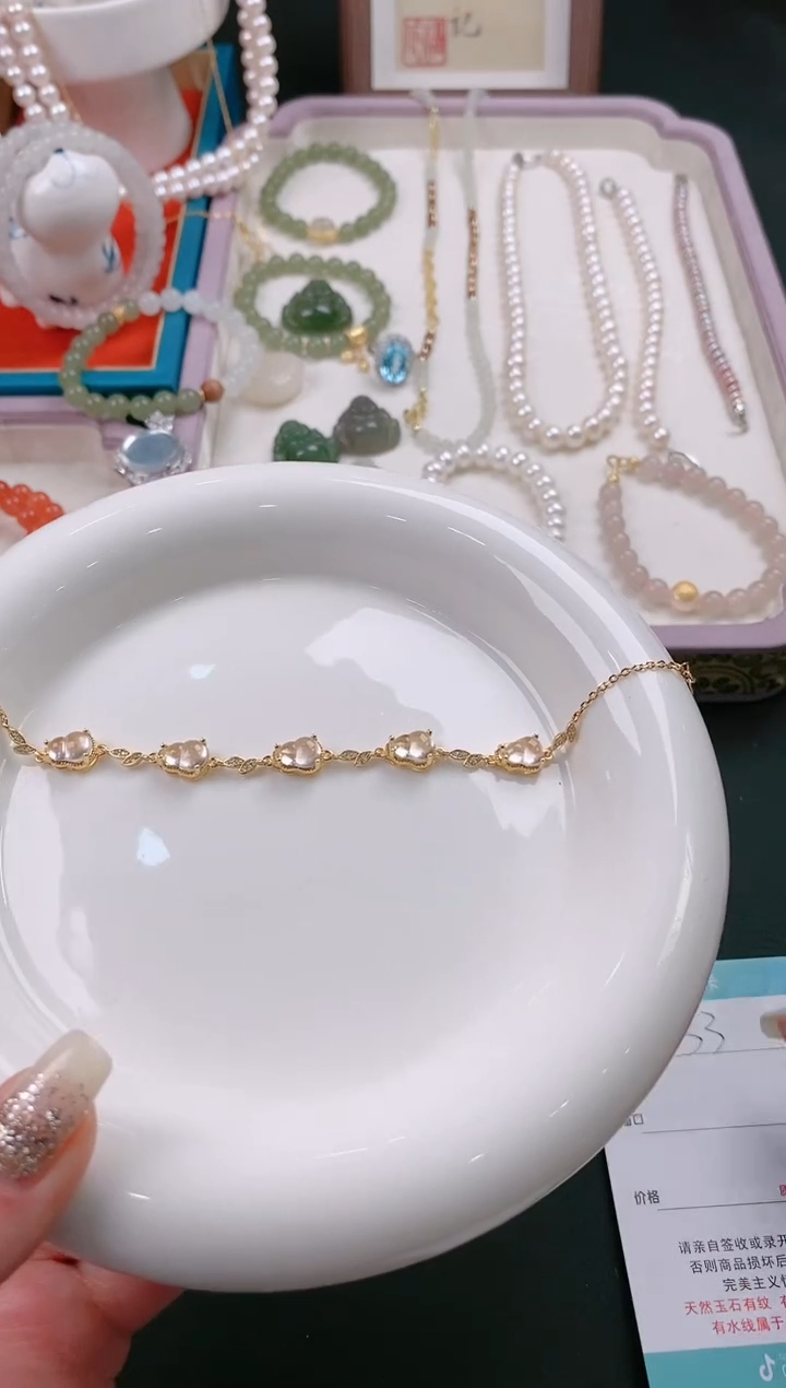 【闪购商品】石英质玉手链银S925镶嵌33