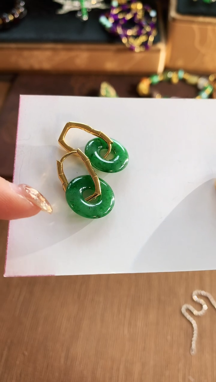 翡翠银S925镶嵌耳饰耳饰