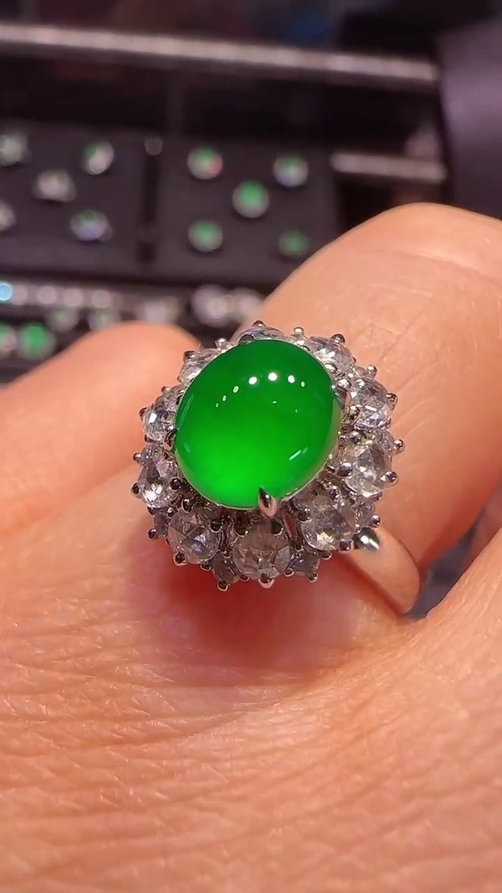【闪购商品】翡翠戒指18K金镶嵌戒指