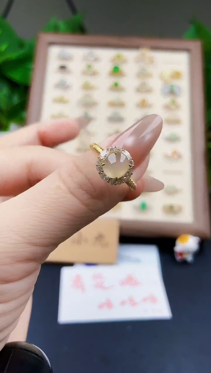 翡翠戒指银S925镶嵌12
