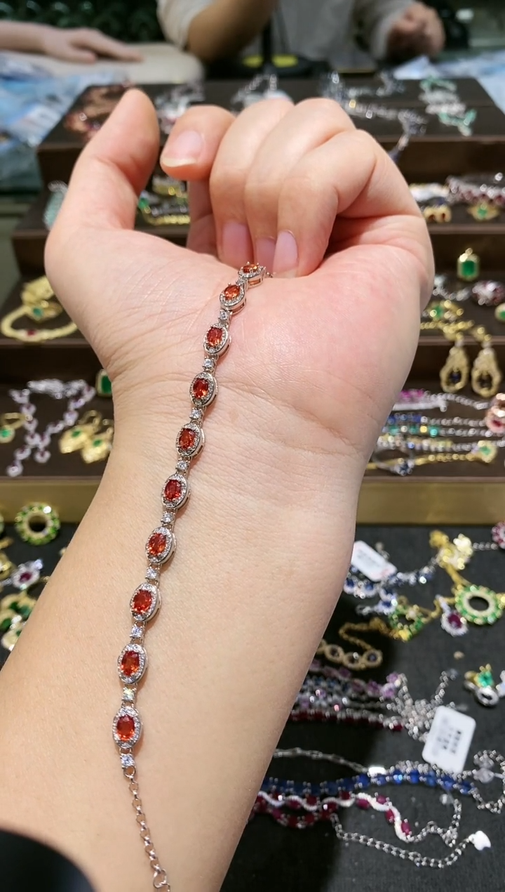 【闪购商品】蓝宝石手链银S925镶嵌手链