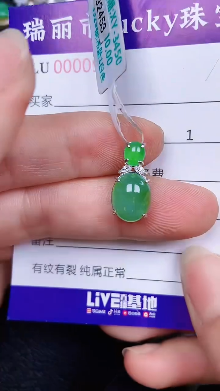 颈饰银S925镶嵌翡翠0977