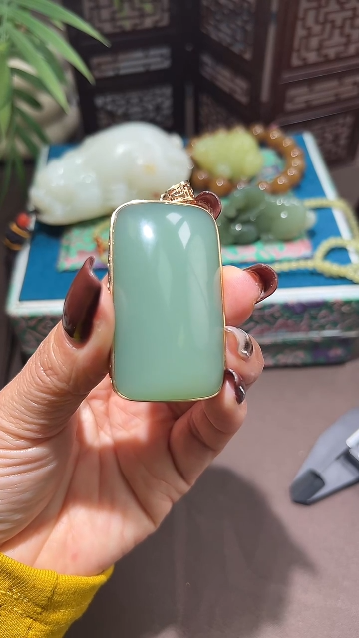 未镶嵌和田玉挂件和田玉粉青无事牌挂件08