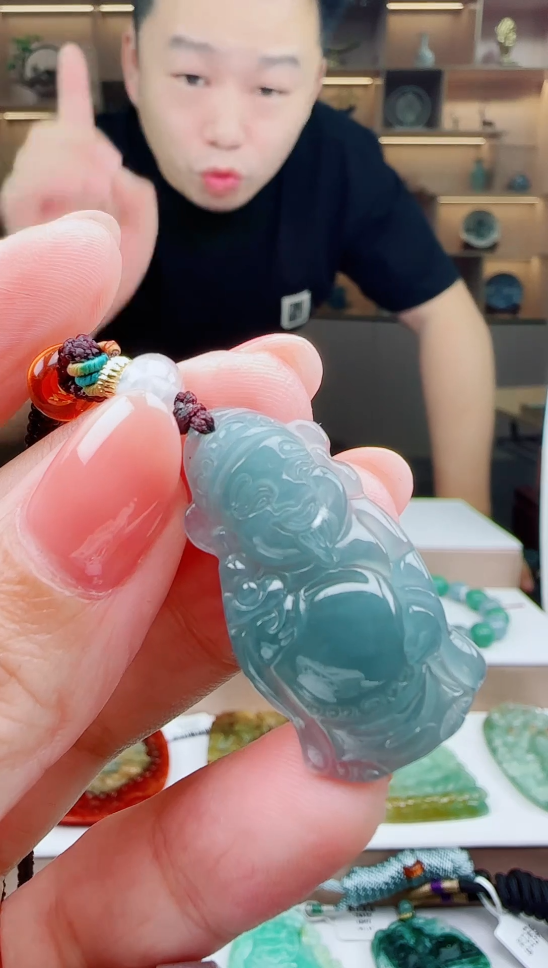 颈饰未镶嵌翡翠多样性发其一小财神 