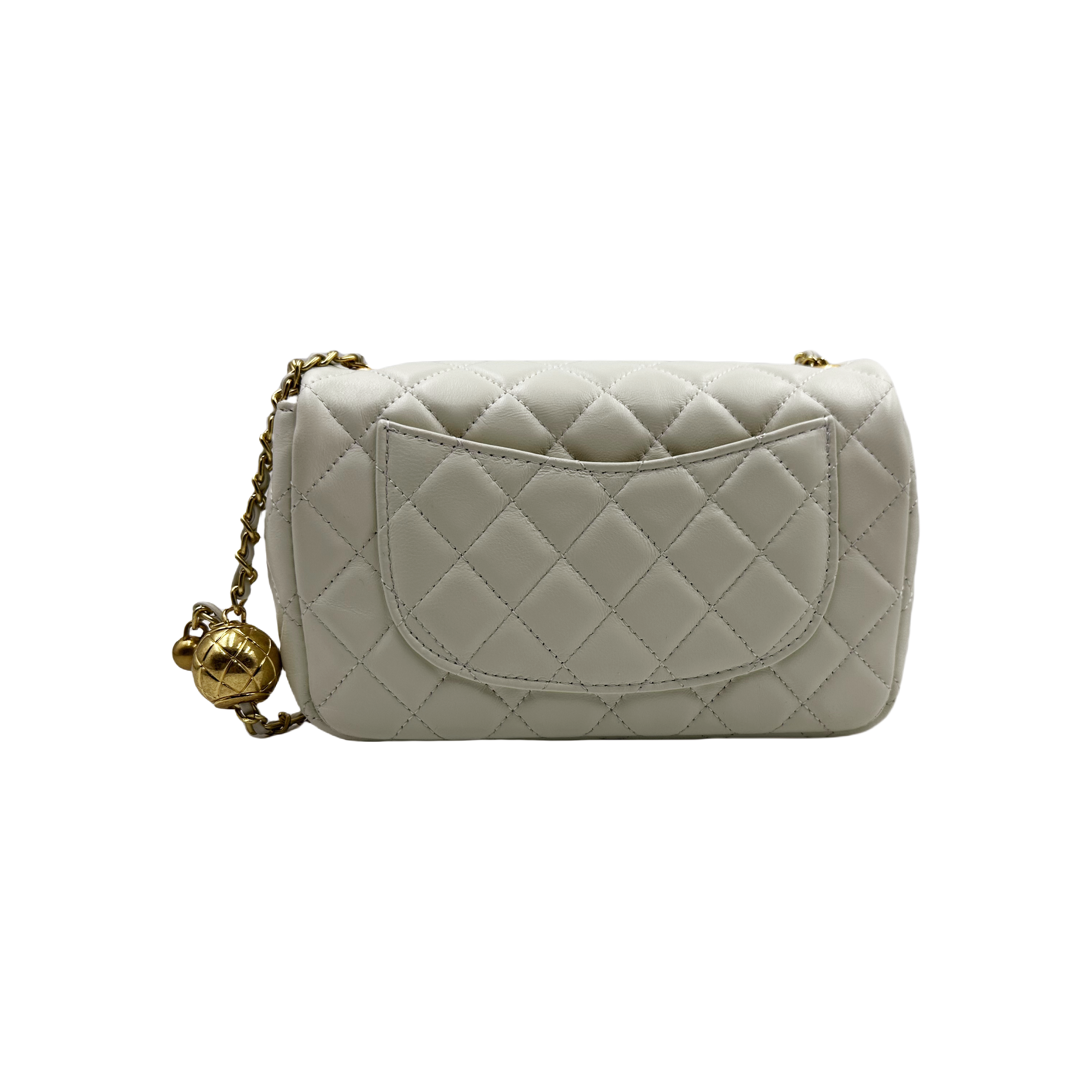 LQ-经典爆款【小香风菱格小金球】白色18cm-10398