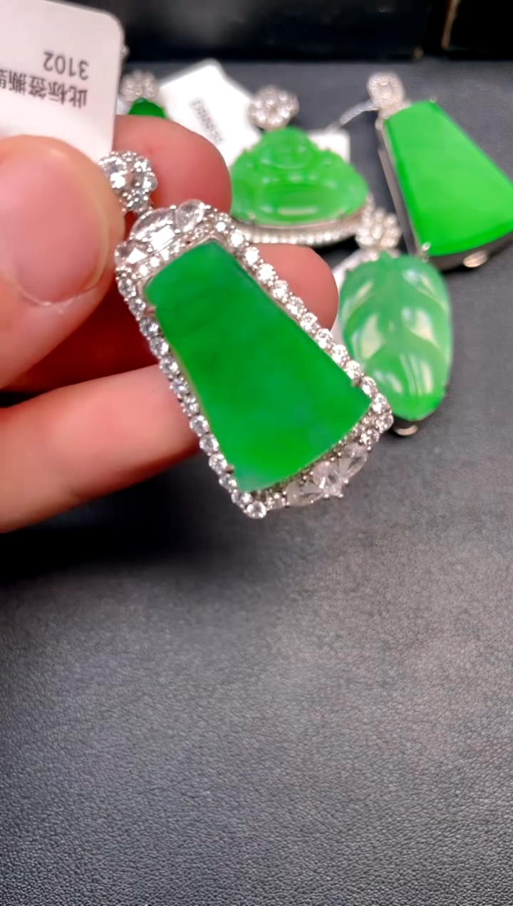 吊坠(不含链)银S925镶嵌翡翠dz 