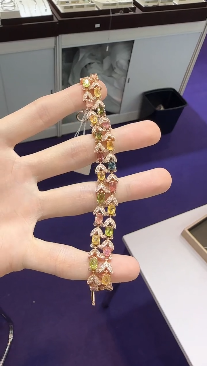 【闪购商品】碧玺手链银S925镶嵌4*6mm