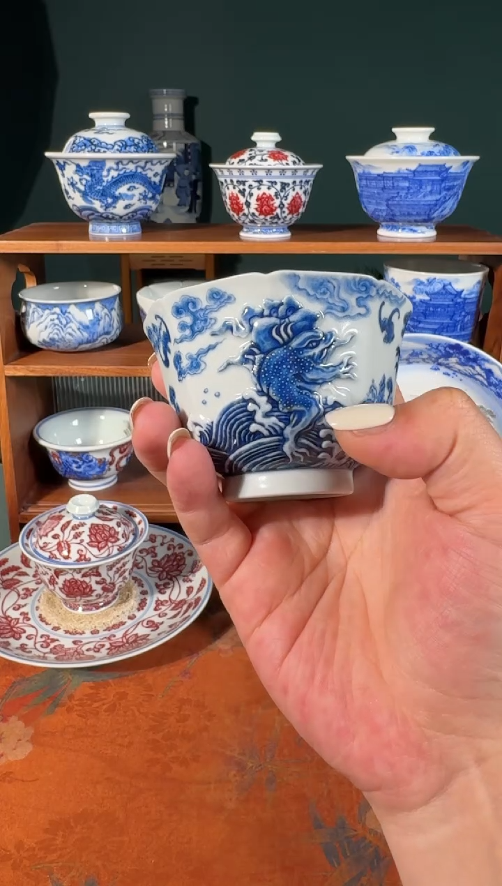 杯钟家窑金蟾八方杯