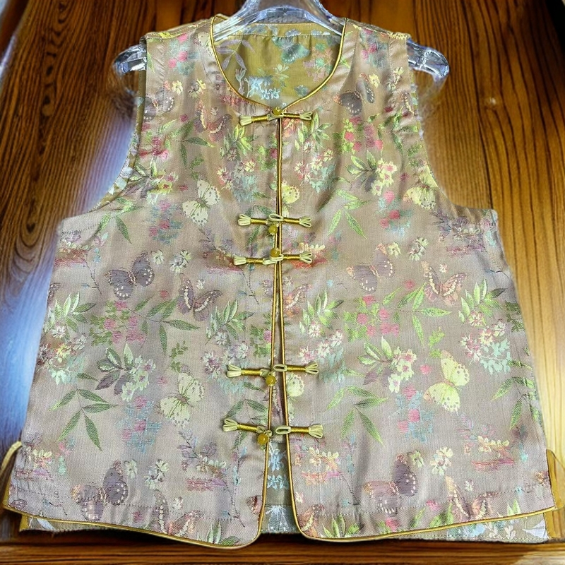 【宋锦缎】新中式国风马甲春夏新款宋锦缎轻奢高级感女装马甲潮上衣