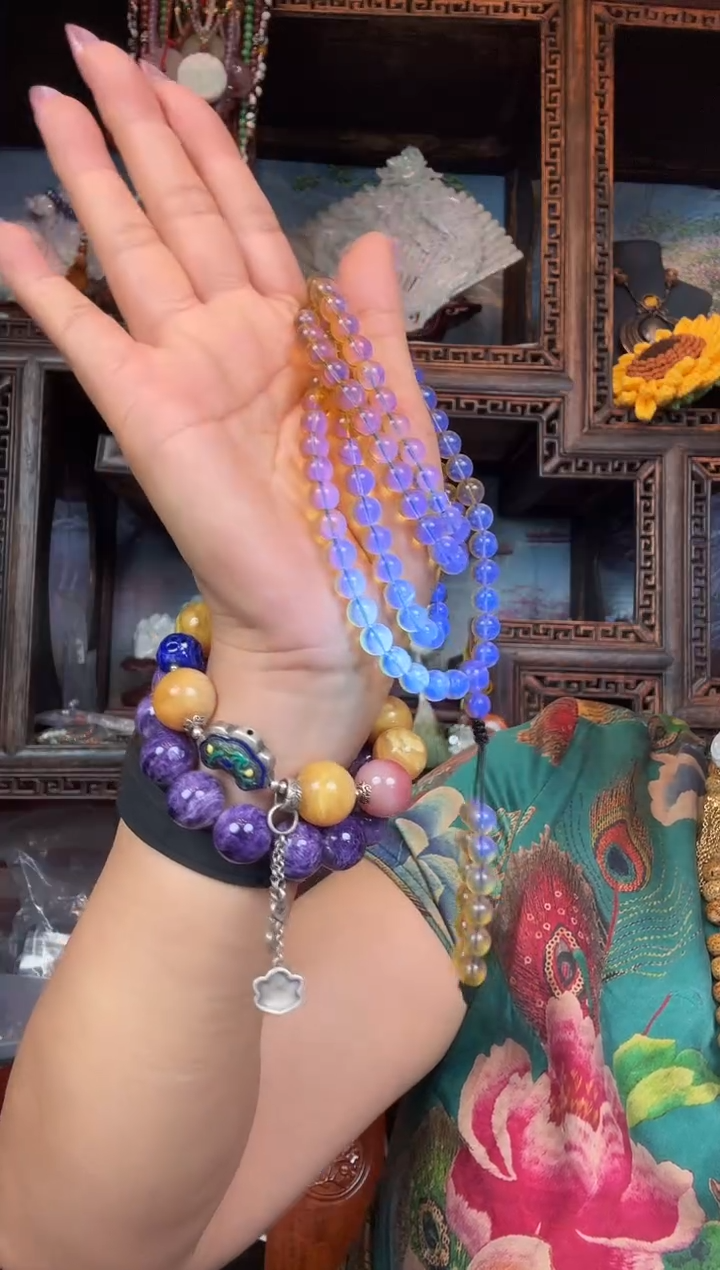 【闪购商品】蓝珀项链未镶嵌蓝珀项链108颗