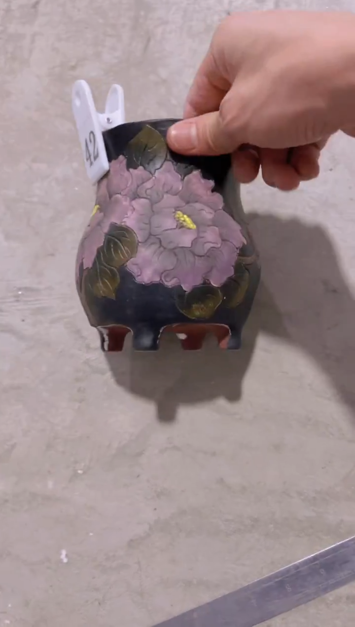 摆件42陶花岛花盆罐—手工痕迹默认，大小会有1-2公分误差