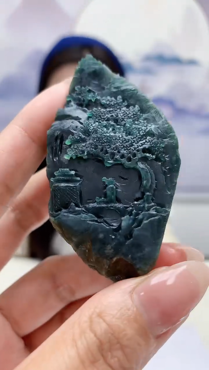 【闪购商品】定制翡翠未镶嵌0405MM-毛货挂件50