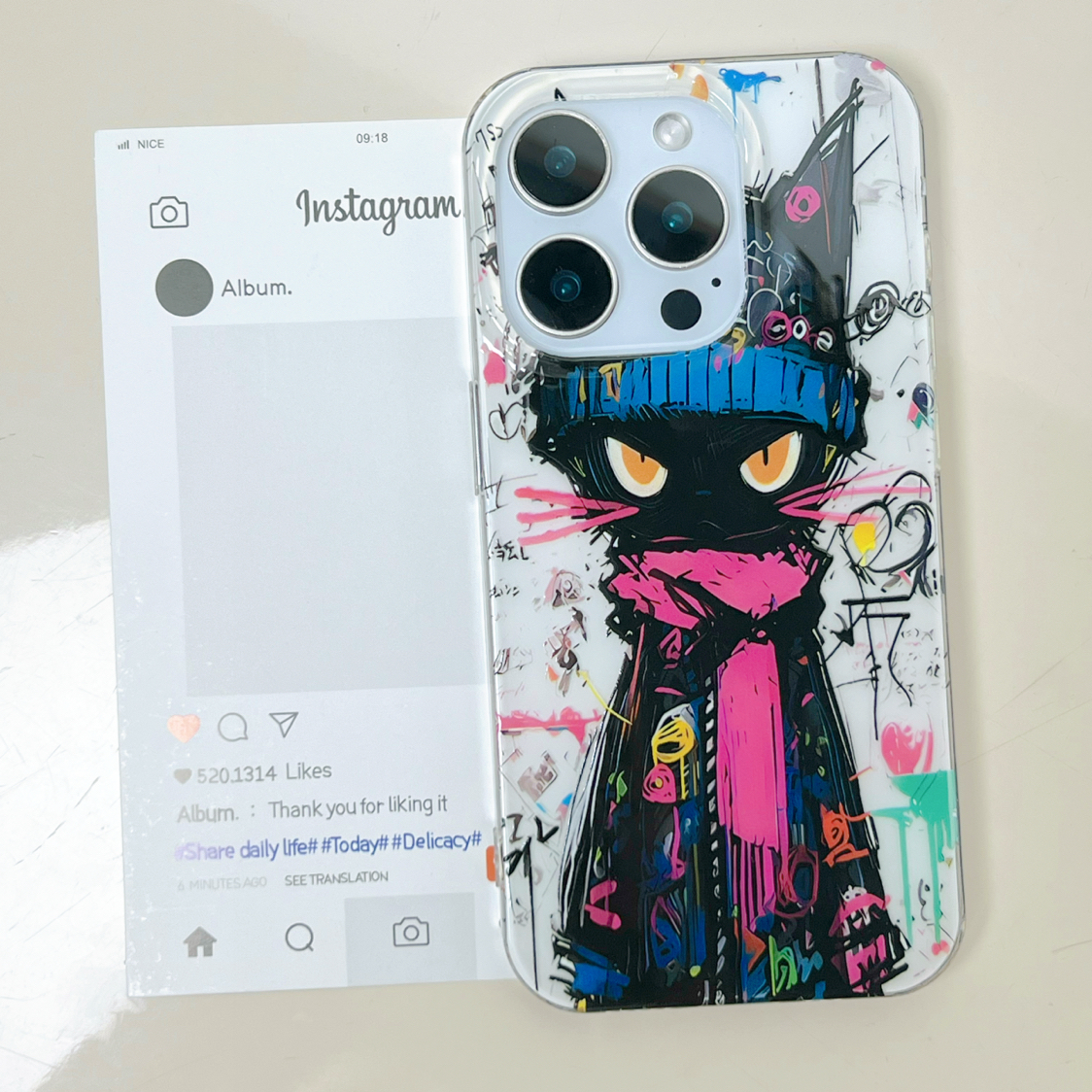 IMD手机壳卡通冷酷油画黑猫适用苹果16iPhone15华为小米oppovivo