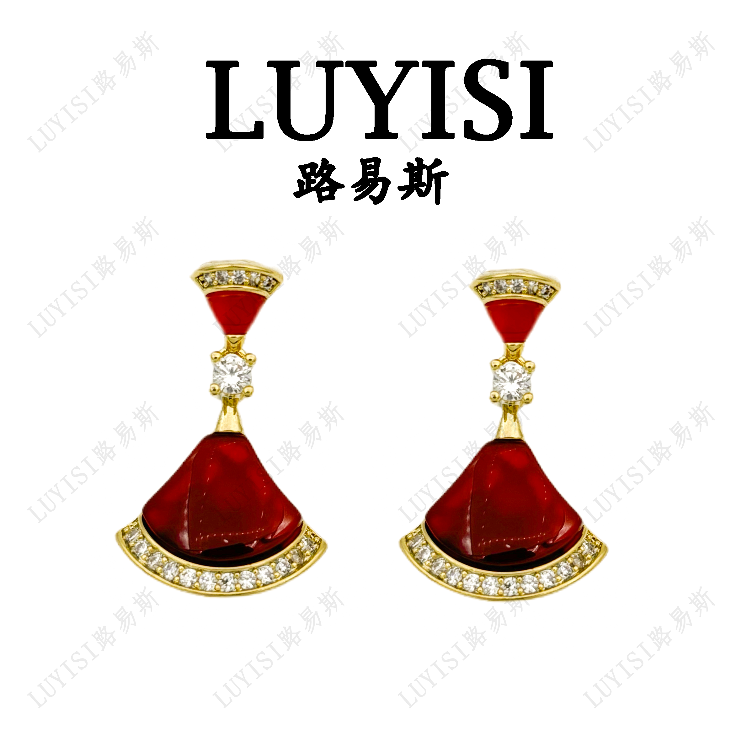 铜合金贝壳耳饰  LUYISI路易斯轻奢《双裙》#1170耳饰