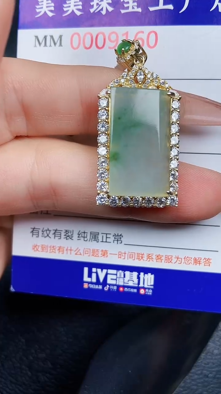翡翠银S925镶嵌颈饰9160