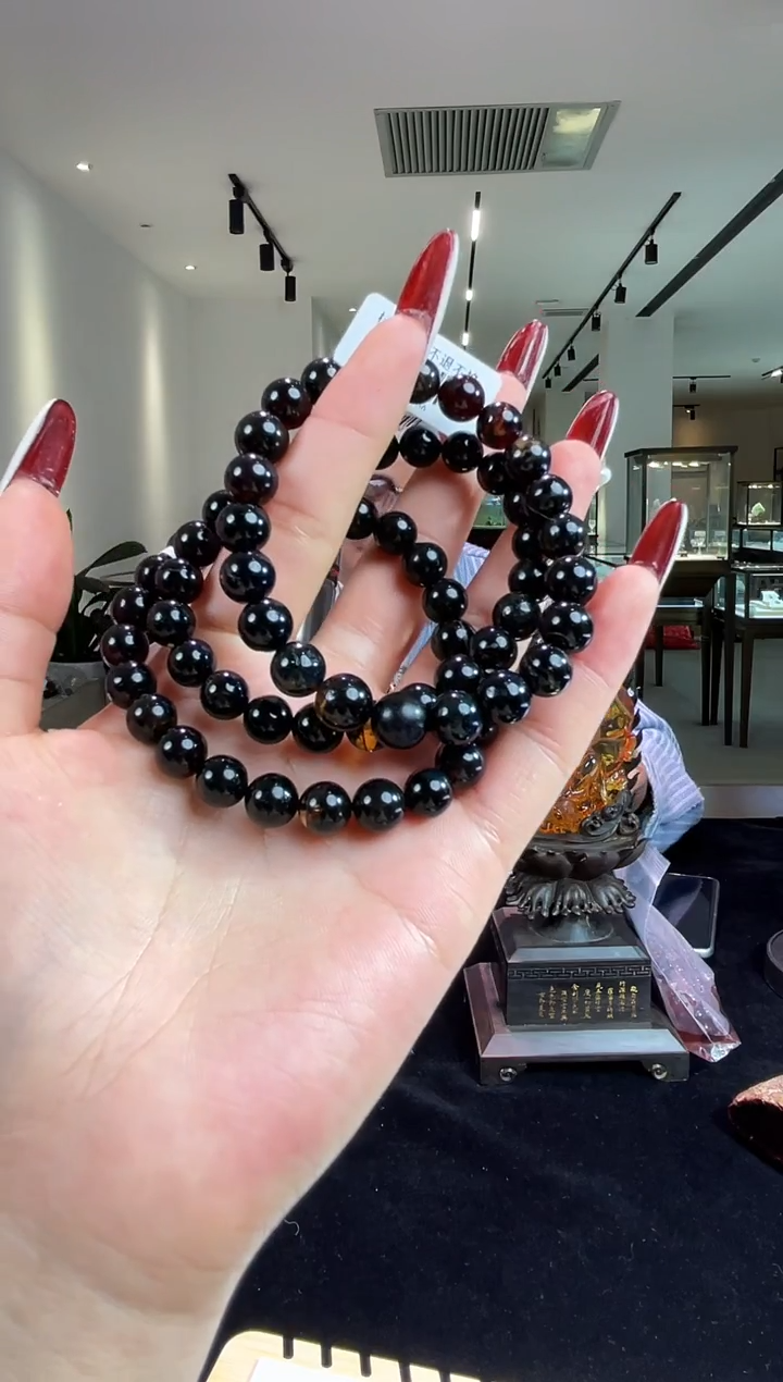 琥珀颈饰未镶嵌缅甸琥珀星际蓝手串多样性发其一