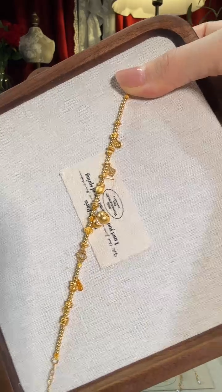 【闪购商品】淡水珍珠手绳18K金镶嵌葫芦全金盘缠