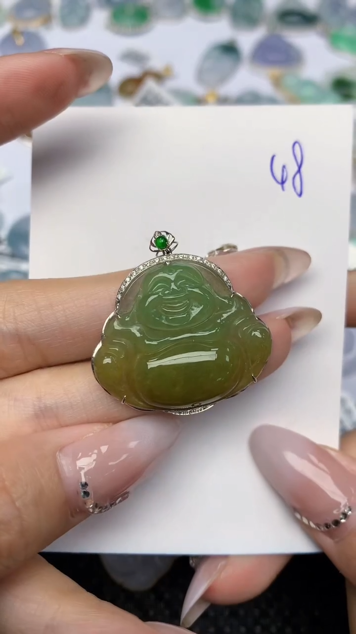 【闪购商品】翡翠颈饰18K金镶嵌天然翡翠a货