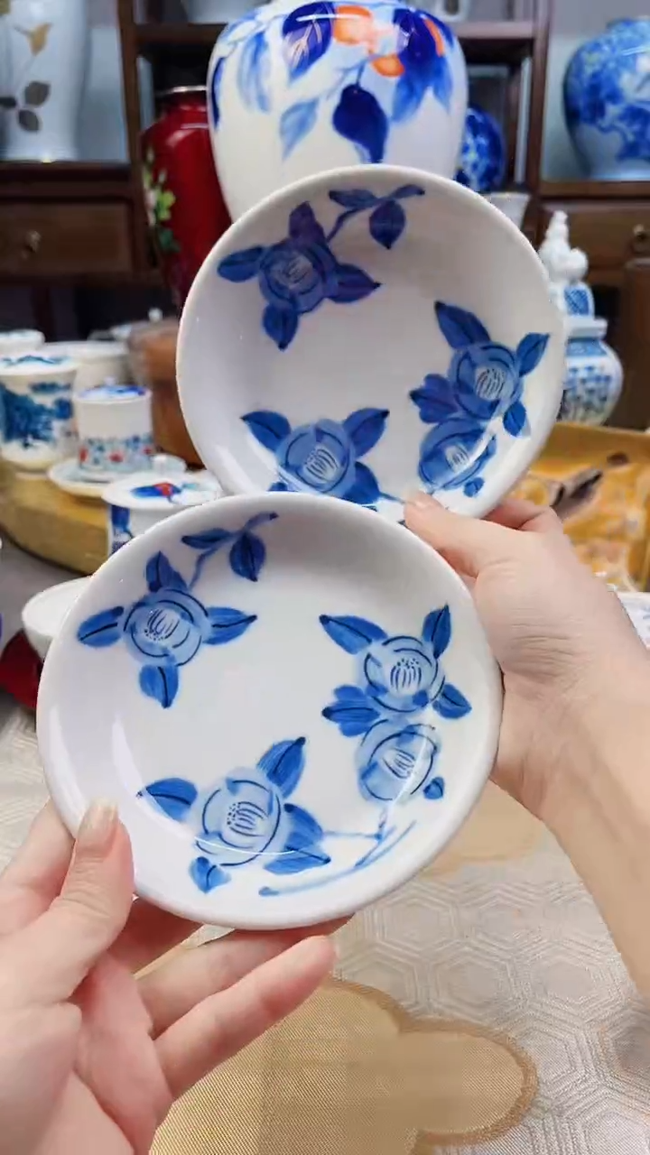 【闪购商品】盘圣山窑青花盘一对