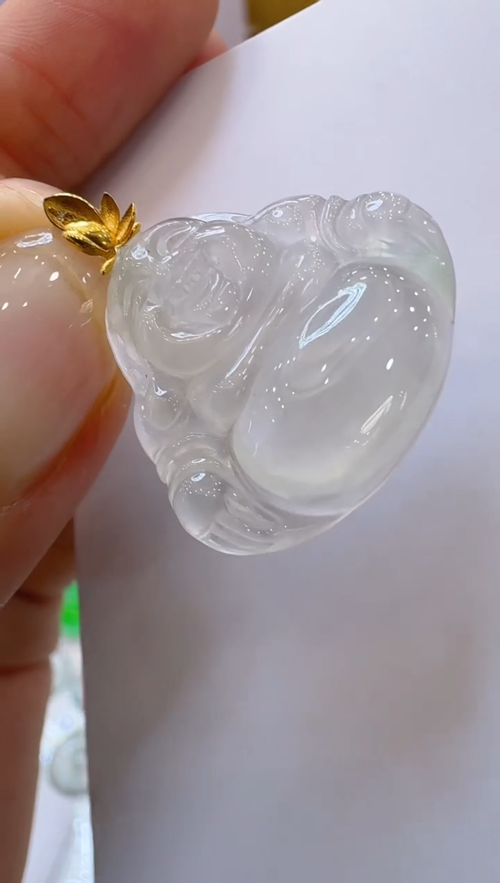 翡翠18K金镶嵌吊坠(不含链)多样性发货拍一发一