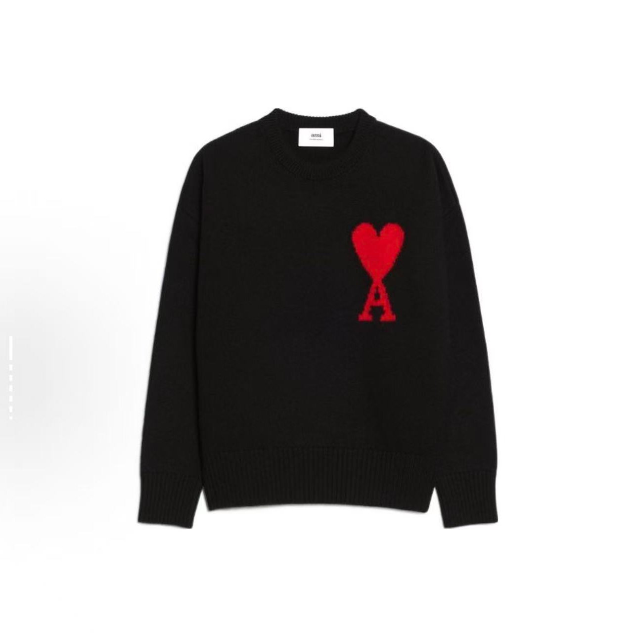 未使用 AMIPARIS 经典爱心款宽松圆领套头羊毛字母刺绣长袖毛衣 