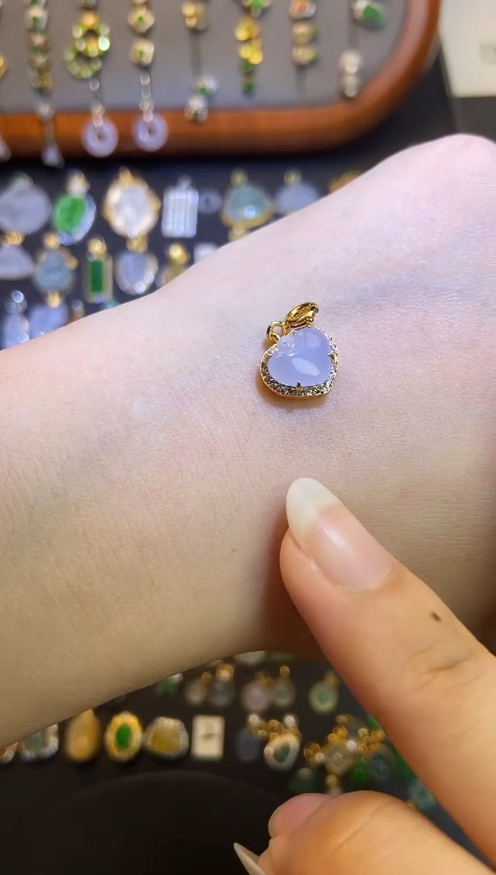 翡翠银S925镶嵌吊坠(不含链)天然A货翡翠